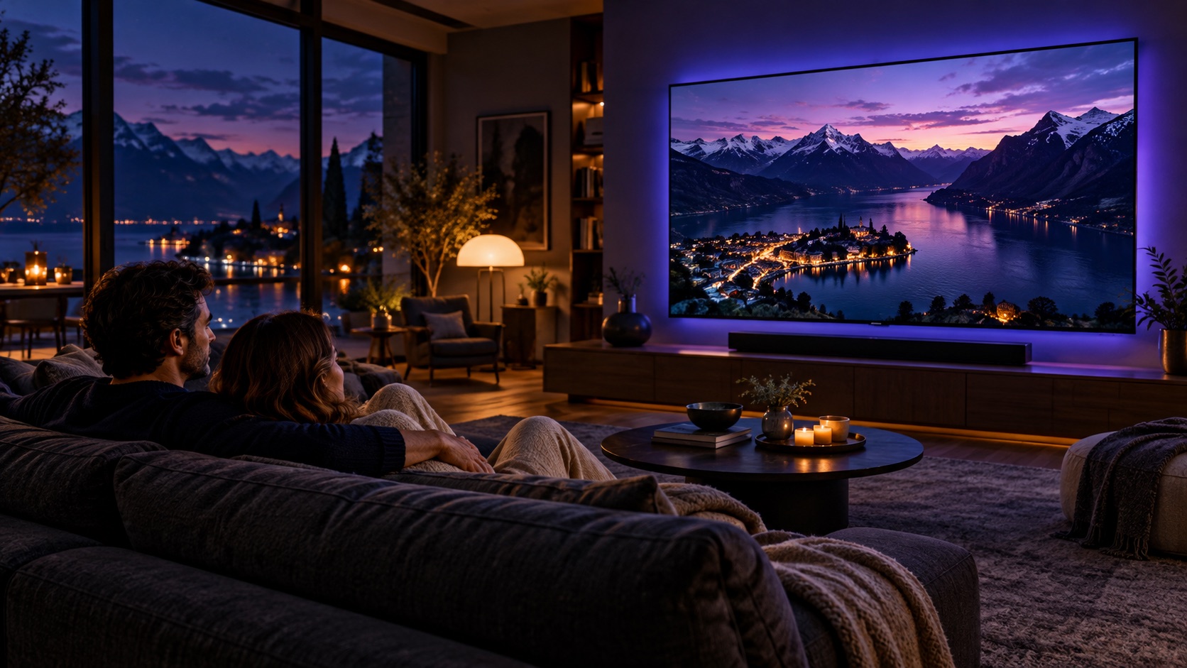 Illustrativer Fernsehabend in einem Wohnzimmer